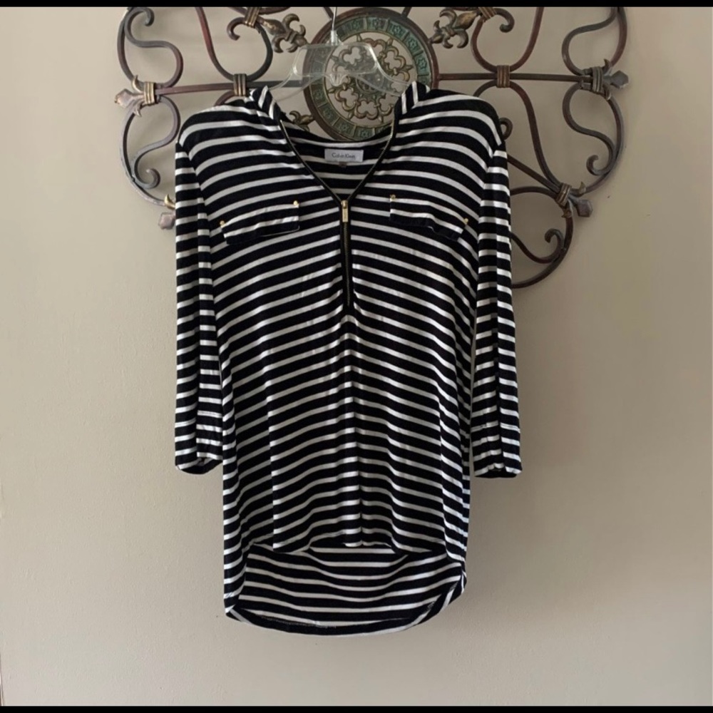 Calvin Klein Striped Quarter Sleeve Shirt